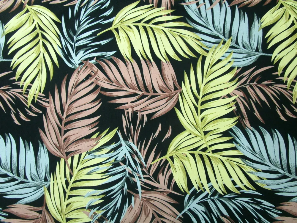 Teplákovina čierna "zelené a hnedé listy"