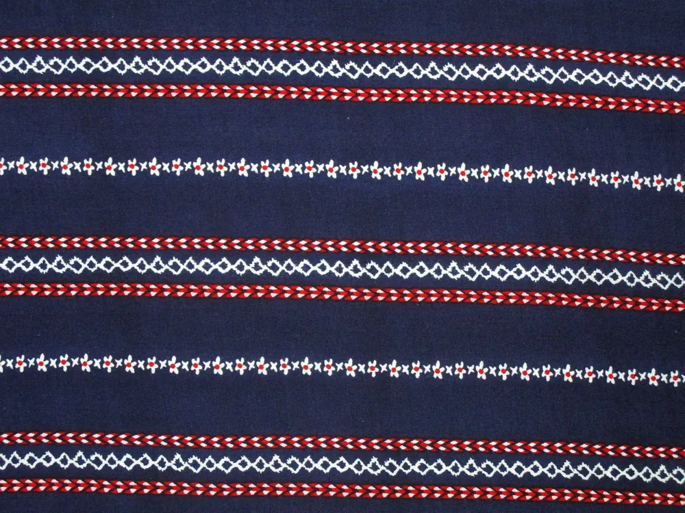 Šatovka tmavomodrá "kvety, pásiky" 