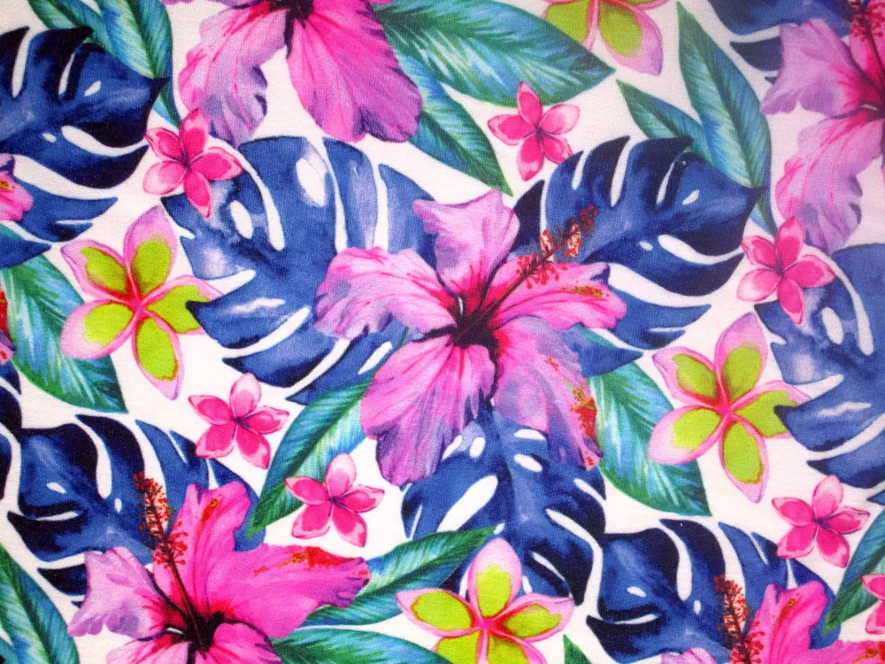 Teplákovina biela "cyklaménové kvety, fialové listy"