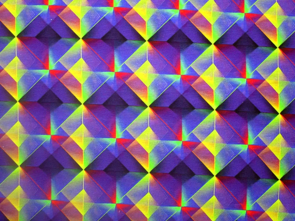 Teplákovina modro-fialová "geometrický vzor" 