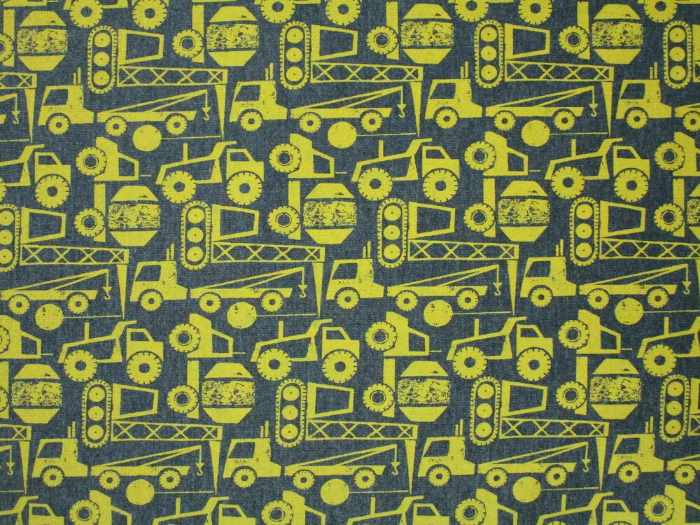 Teplákovina tmavosivá "žlto-zelené nákladné autá"