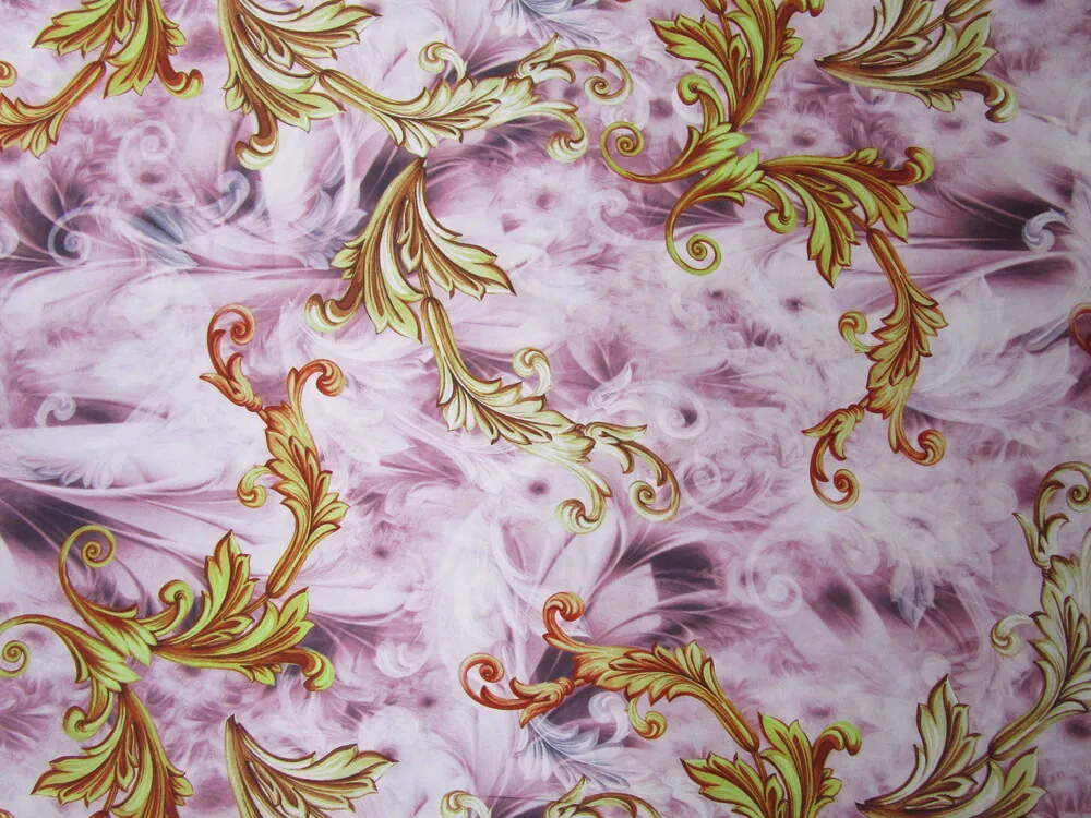 Hodváb bielo-ružový "žlto-pomarančový vzor"