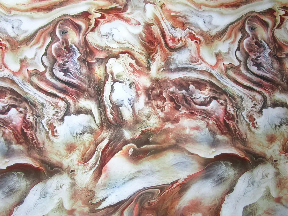 Hodváb zemité farby "rozpitý vzor"