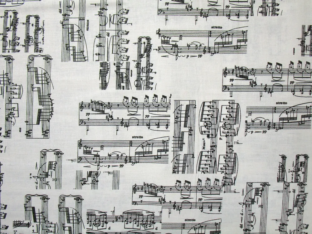 Bavlna smotanová "čierne noty"