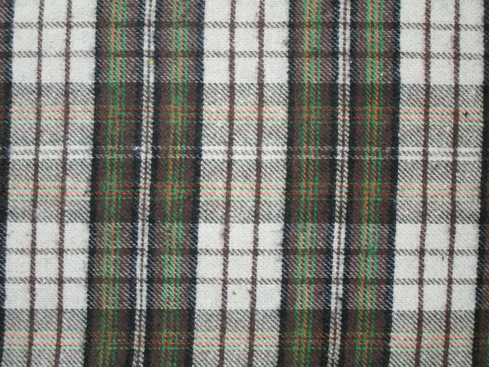 Flanel béžový "zeleno-hnedé káro" 