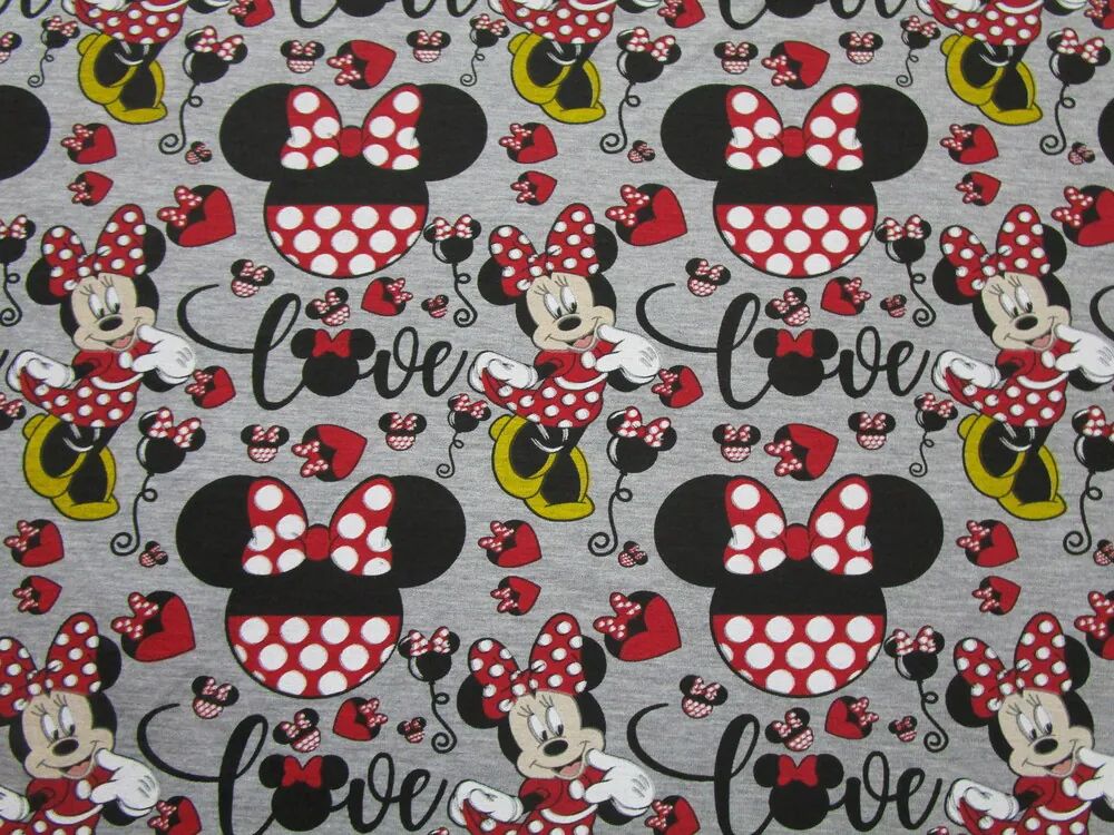 Teplákovina sivá "Minie v červených šatách"