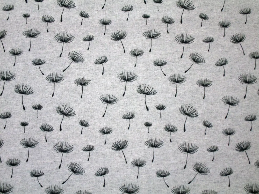 Teplákovina počesaná sivá "čierna púpava"