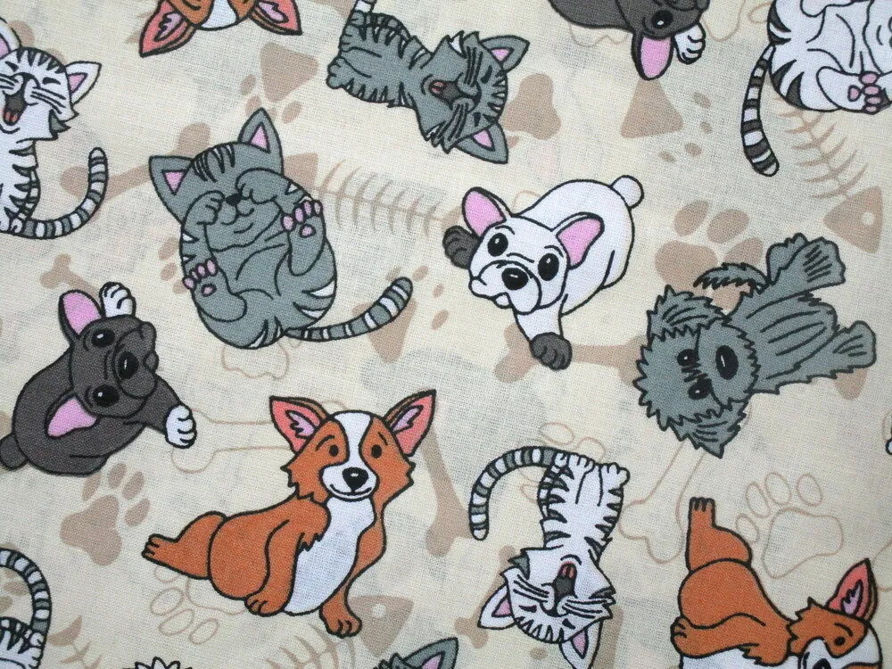 Bavlna maslová "mačička a psík" 