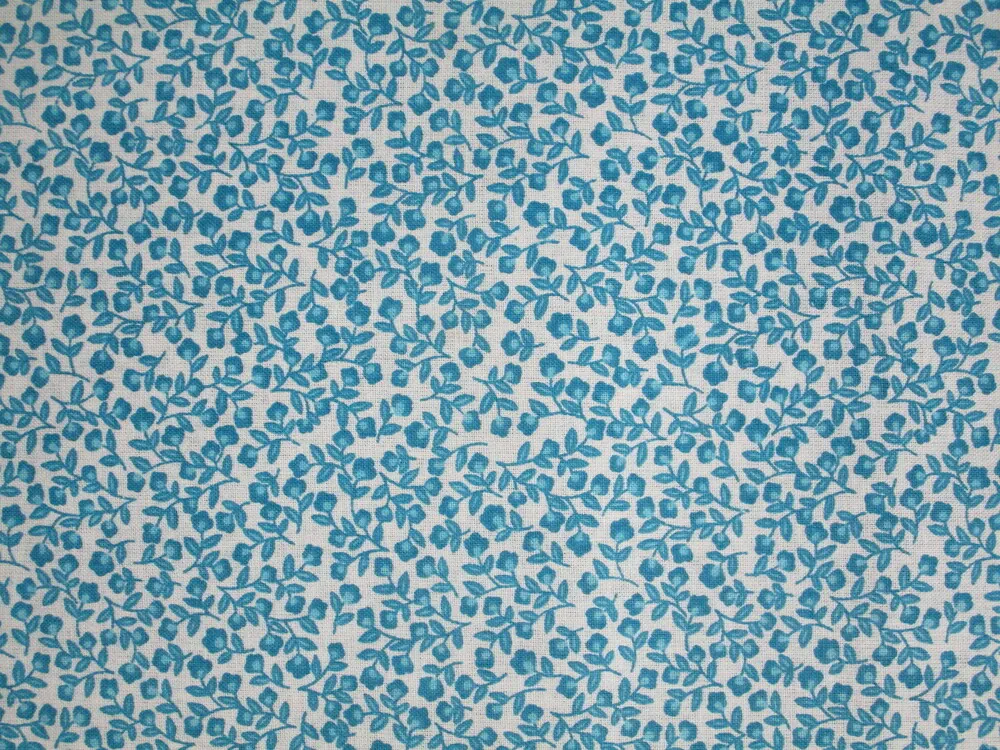 Bavlna biela "tyrkysové kvety"