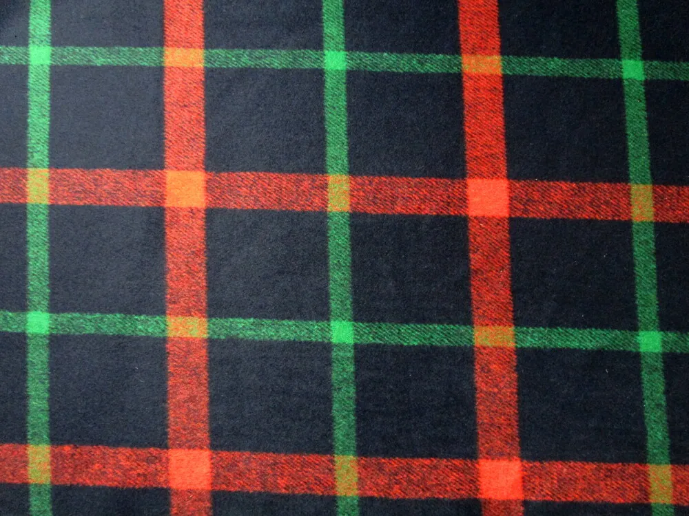 Kabátovina tmavomodrá "pomarančovo-zelené káro"