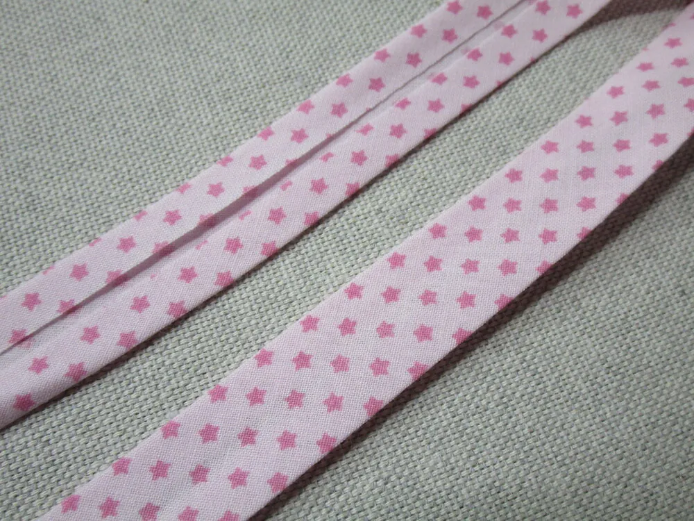 Šikmý prúžok bavlnený ružový "hviezdička" - 18 mm