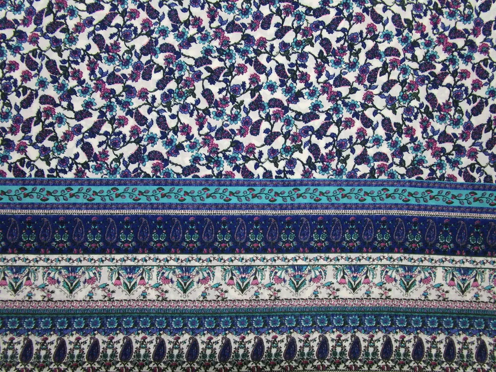 Šatovka smotanová "ružovo-fialový vzor" - bordúra jednostranná