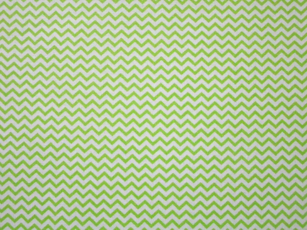 Bavlna biela "zelený cik-cak" 