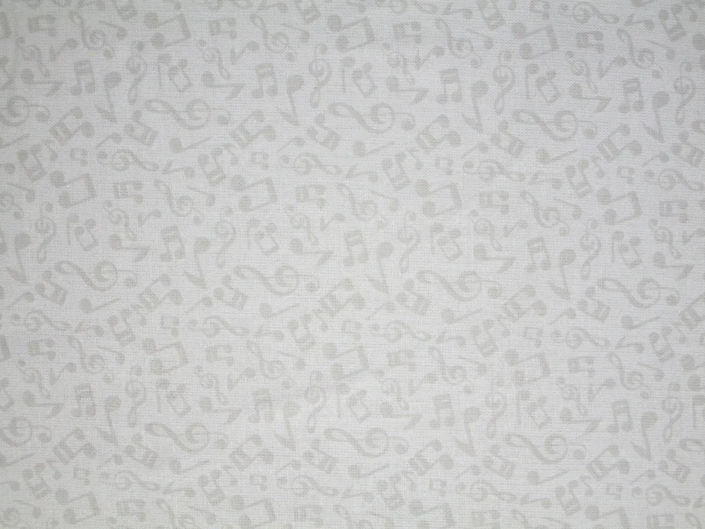 Bavlna biela "sivé hudobné noty" 