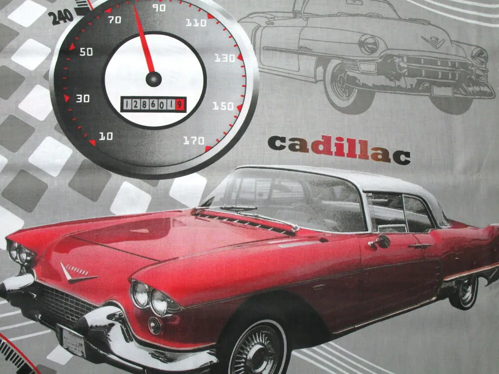Bavlna sivá "červený cadillac" 