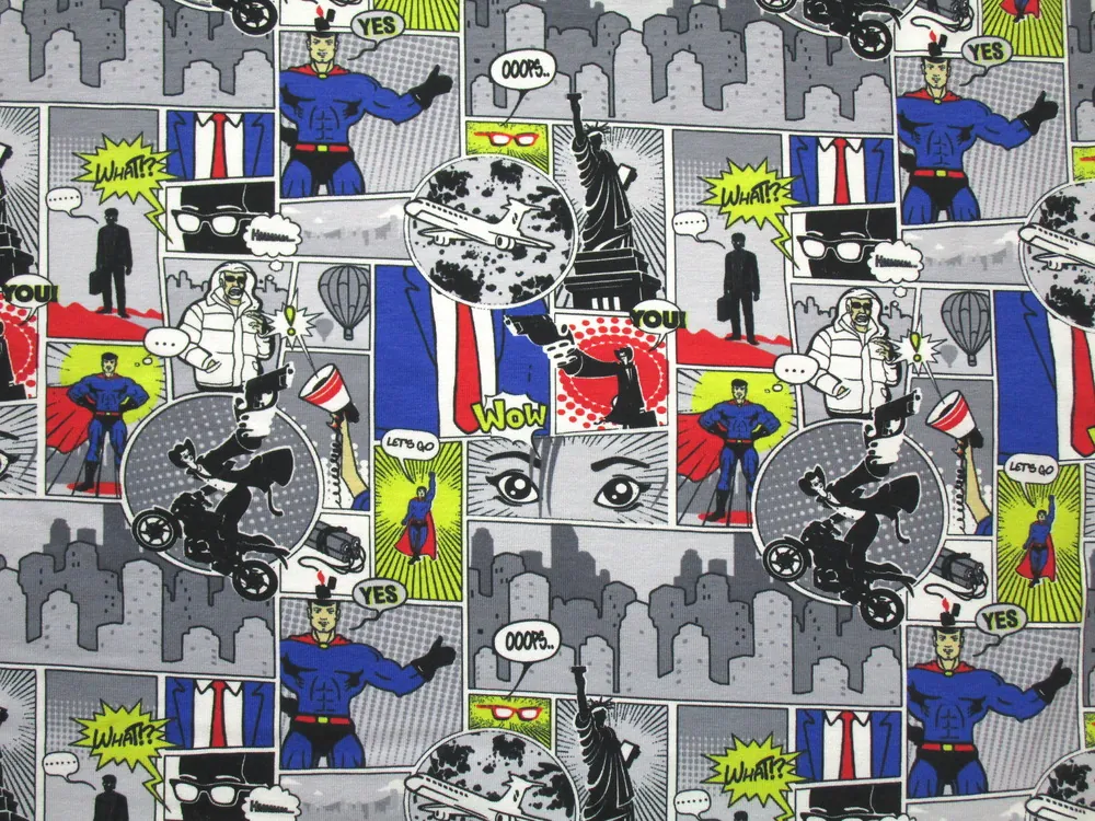 Úplet sivý "bielo-žlto-červeno-modrý komiks"