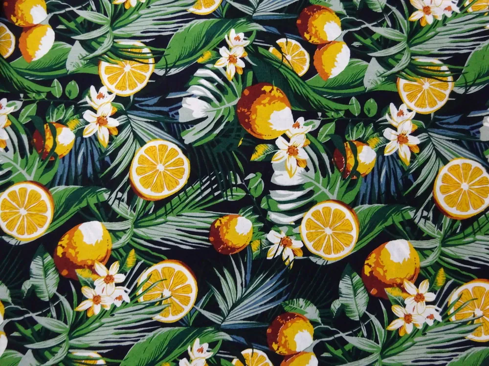 Šatovka čierna "pomaranče, listy" 