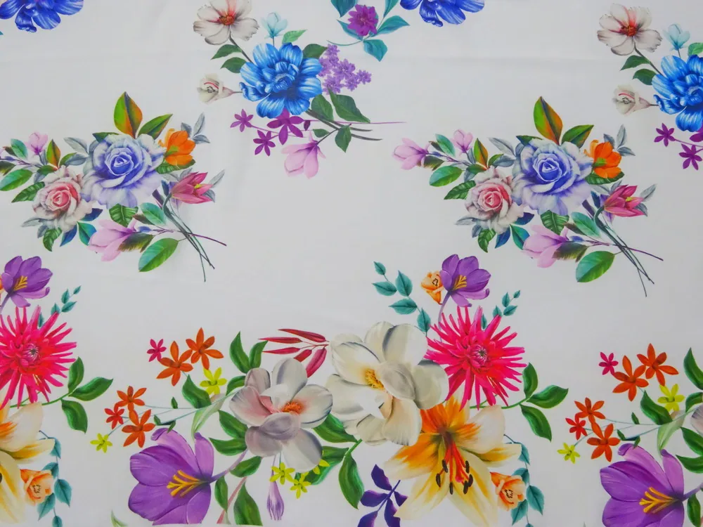 Šifón Beautiful biely "kvety" - bordúra 