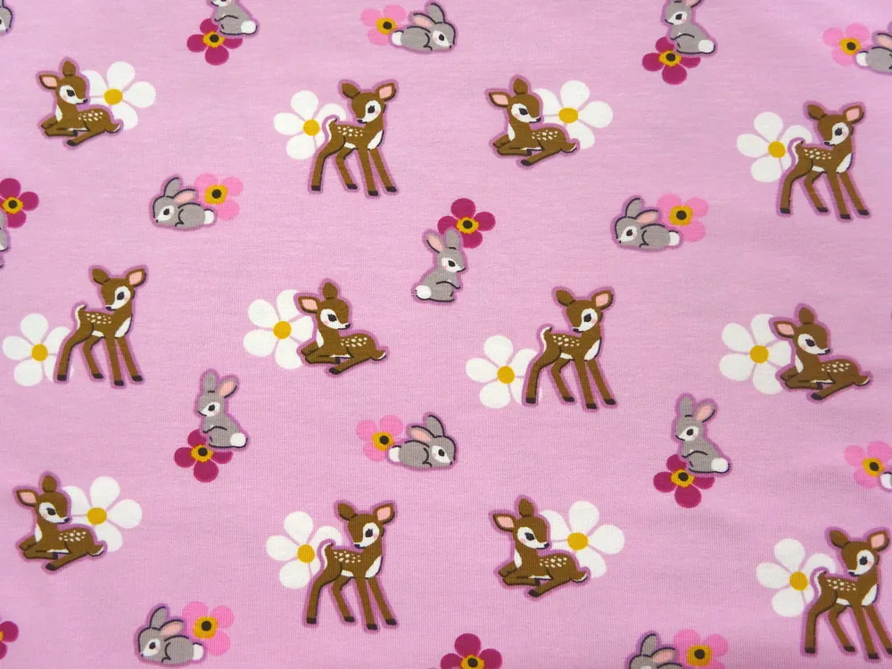 Úplet ružový "srnka, zajko, kvet" 