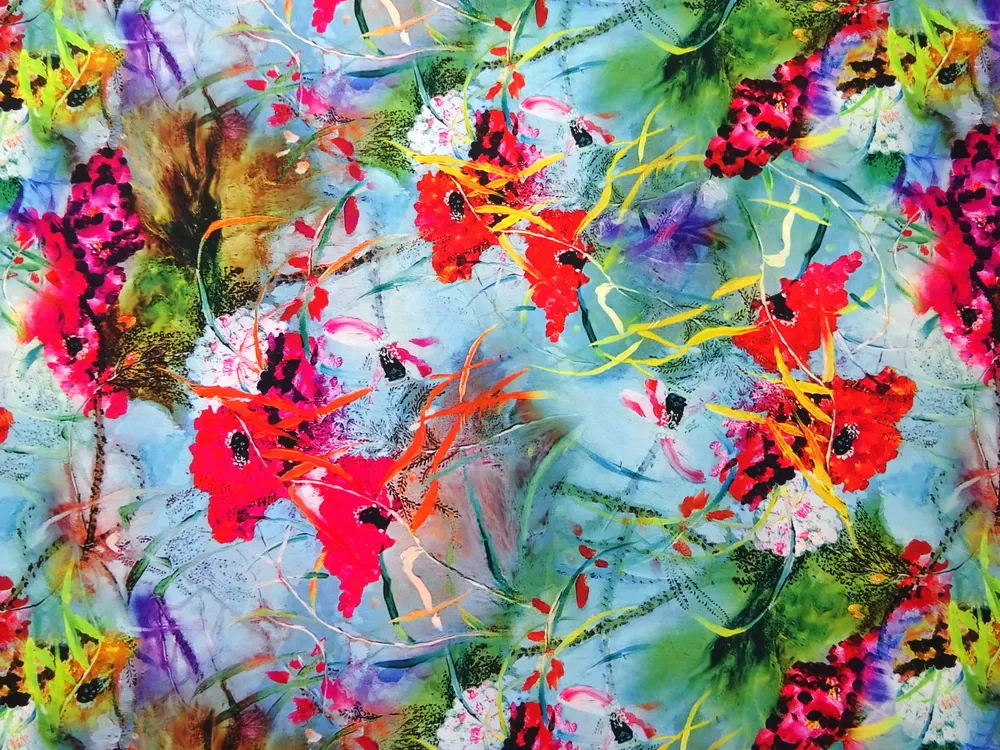 Šatovka zeleno-modrá "kvety" 