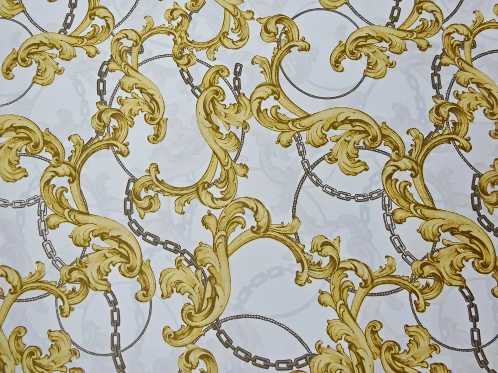 Hodváb smotanový "žlto-béžový vzor" 