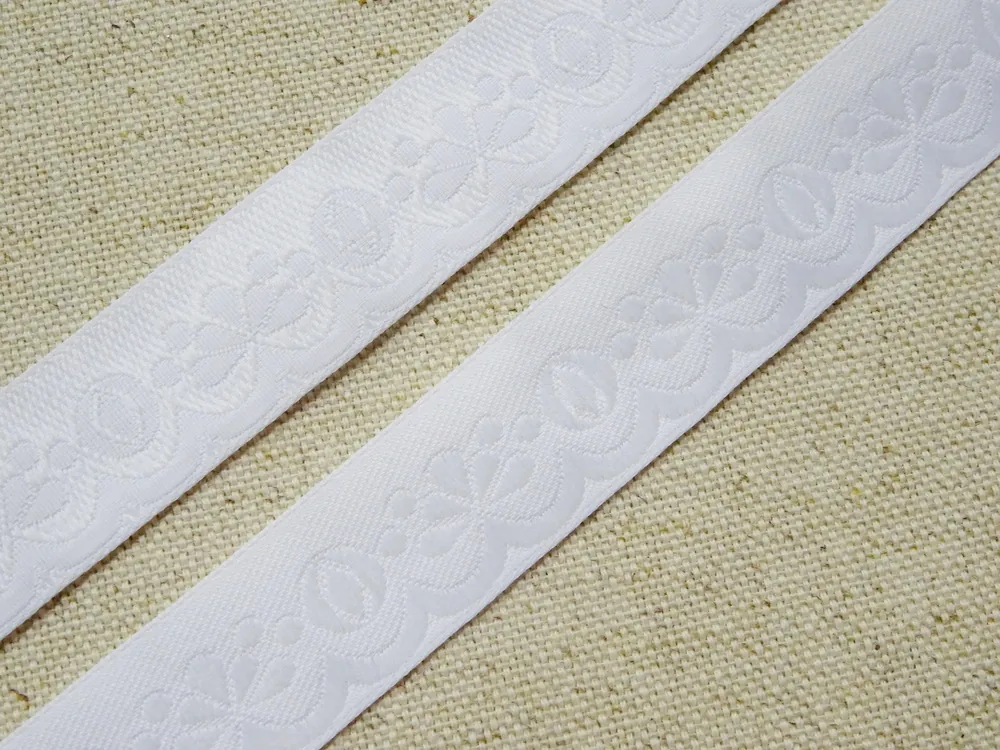 Stuha krojová biela "biely vzor" - 1,9 cm 