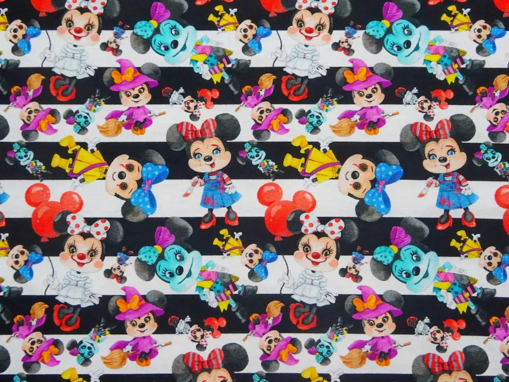 Úplet bielo-čierny "horror Minie" - digitálna tlač 