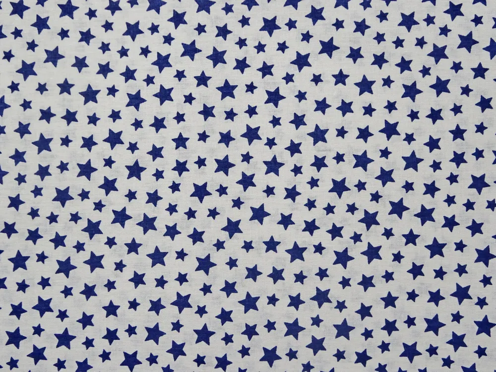 Bavlna biela "tmavomodrá hviezdička" 