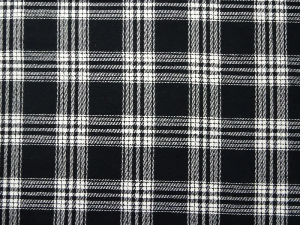 Flanel tkaný čierny "biele káro" 