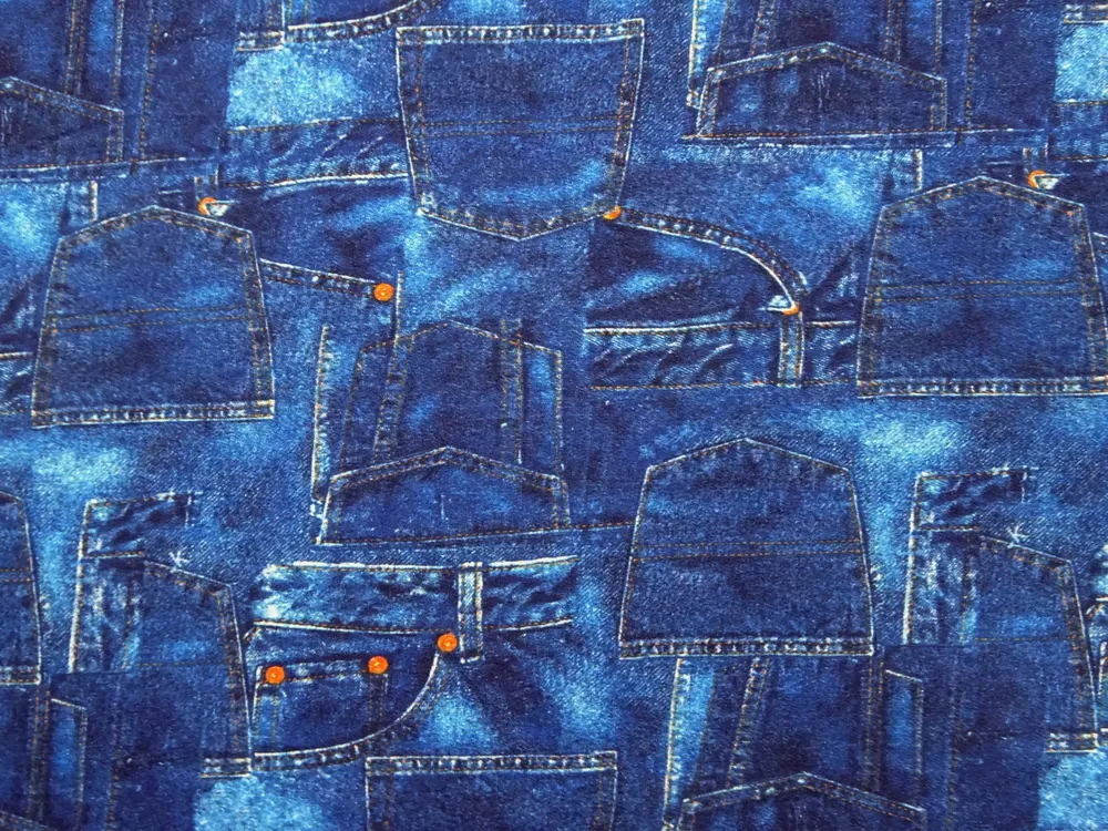 Teplákovina modrá "imitácia rifloviny" - digitálna tlač