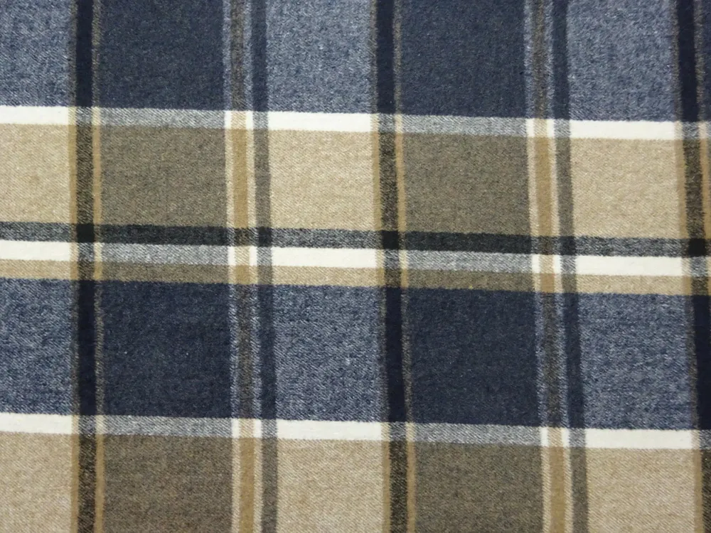 Kabátovina hnedo-tmavomodrá "smotanové káro" 