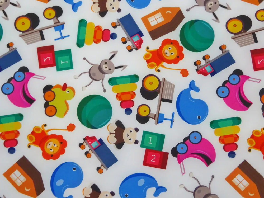 Softshell biely "detské hračky" 