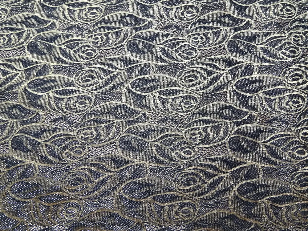 Úplet žakardový púdrový "zlato-tmavomodrý vzor" 