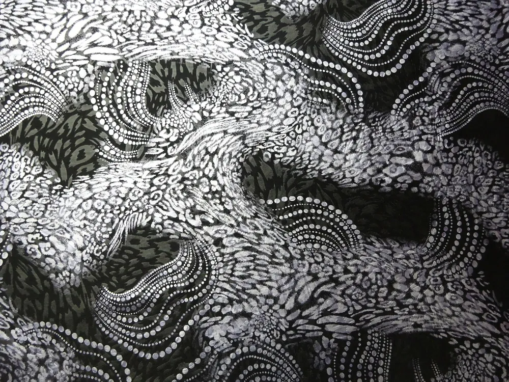 Úplet čierny "strieborno-fialkový vzor" 