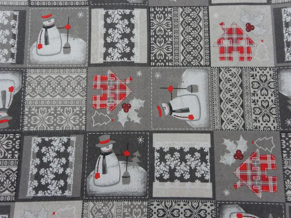 Poťahovka sivá "vianočný patchwork" 