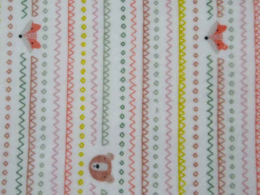 Fleece smotanový "zvieratká, cik-cak, kruh" - OEKO-TEX 