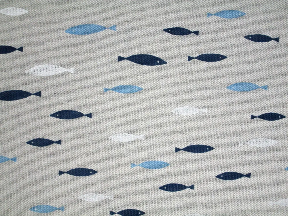 Poťahovka sivá "biele a modré rybičky"