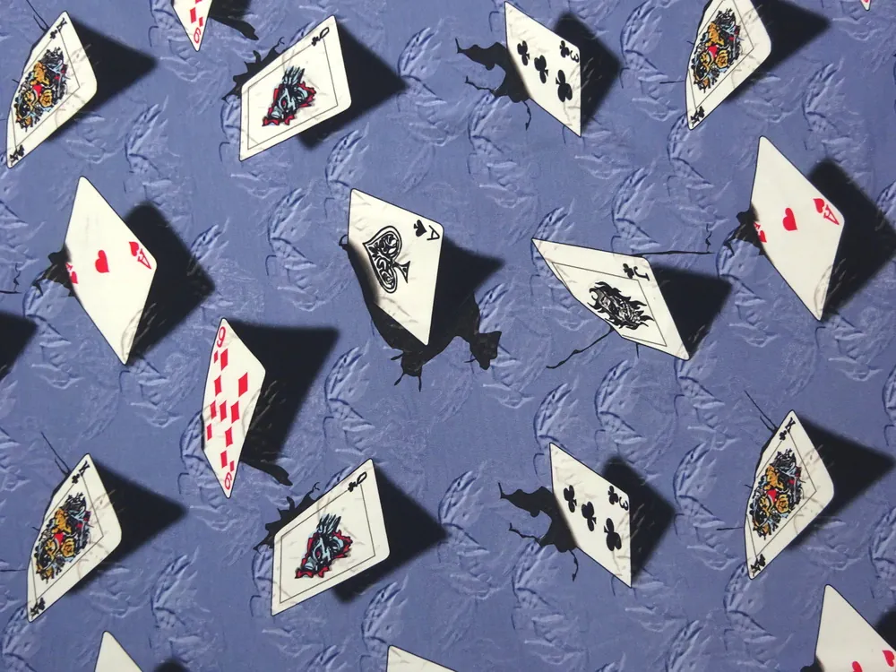 Teplákovina fialovo-modrá "karty" 