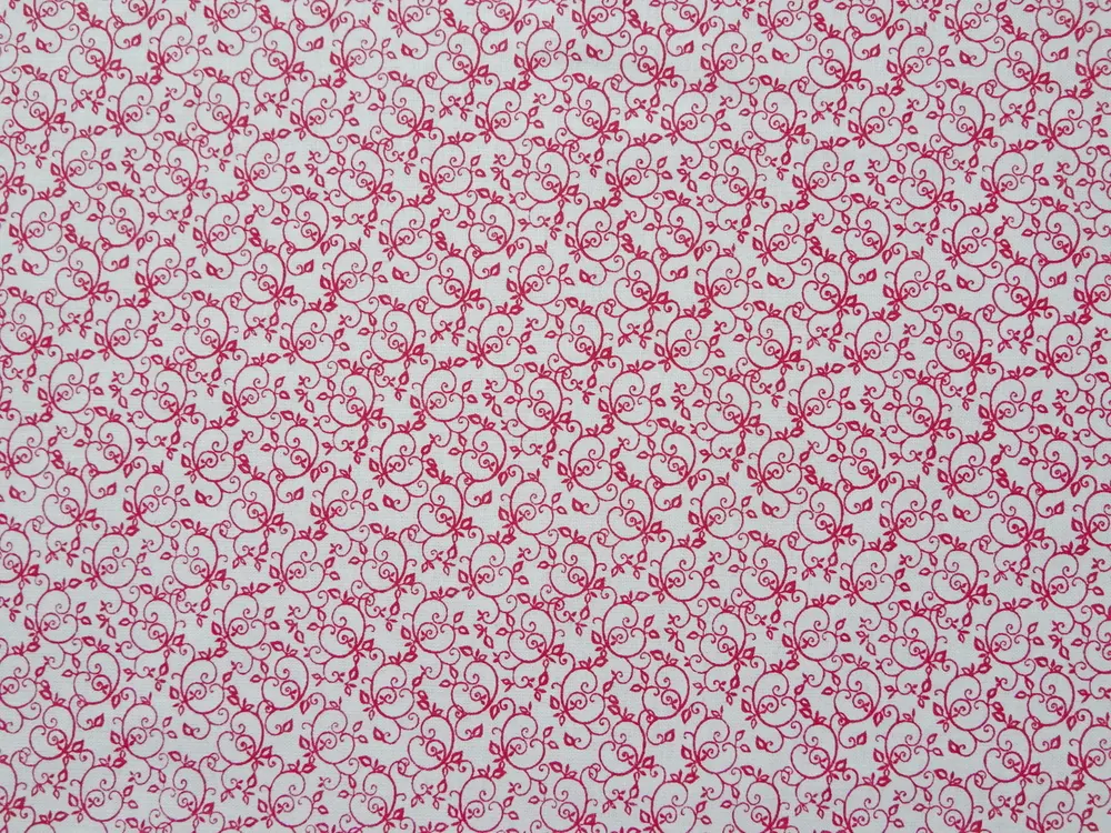 Bavlna biela "červený vzor" 