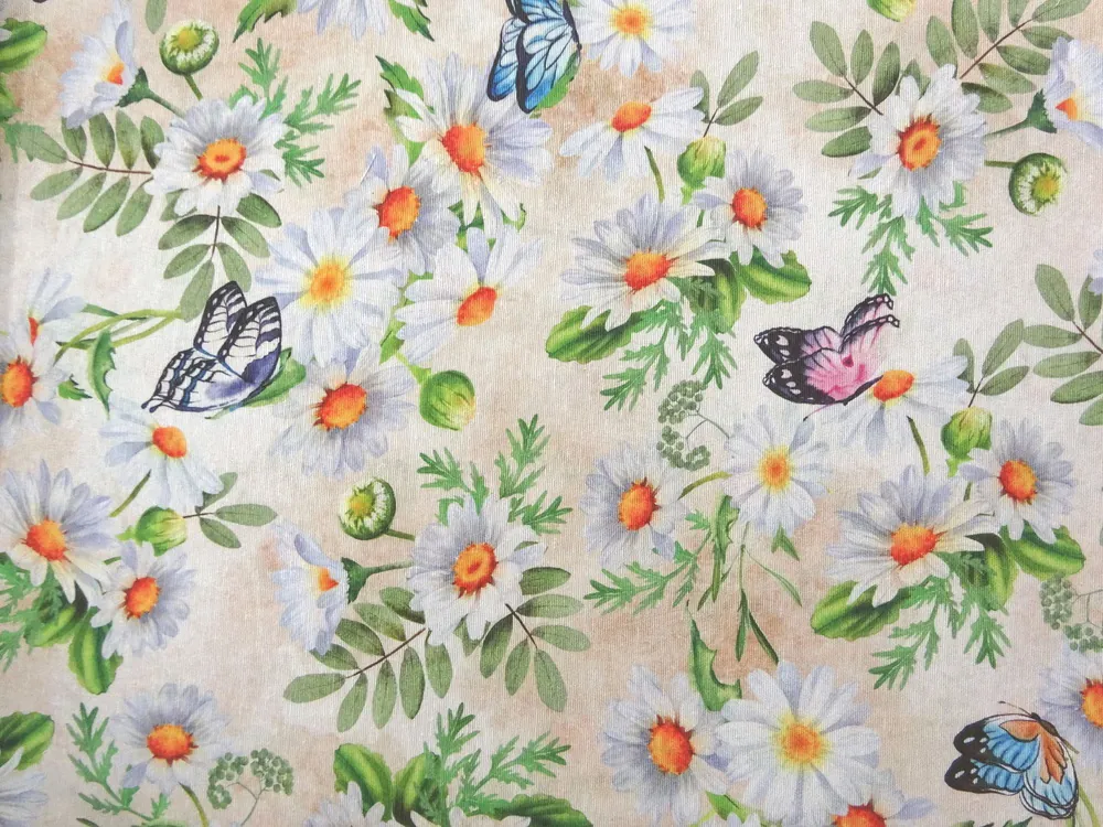 Poťahovka batika "kvety, motýľ" 