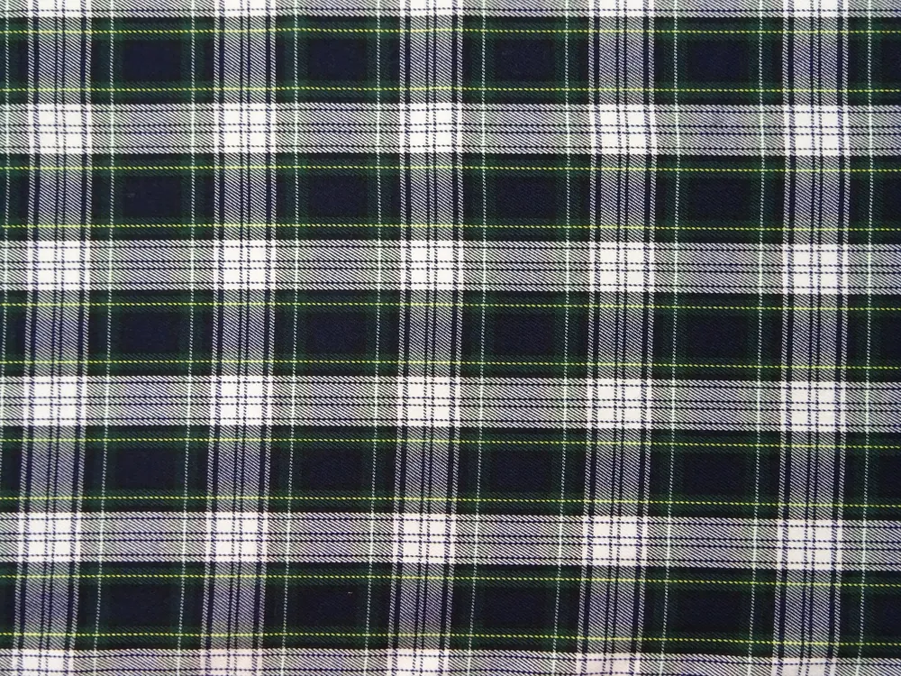 Kostýmovka tmavomodrá "bielo-žlto-zelené káro" 