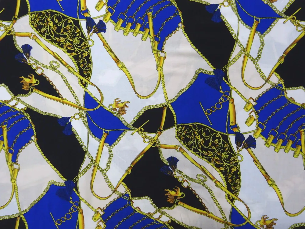 Šatovka bielo-modro-čierna "retiazky, opasky" 