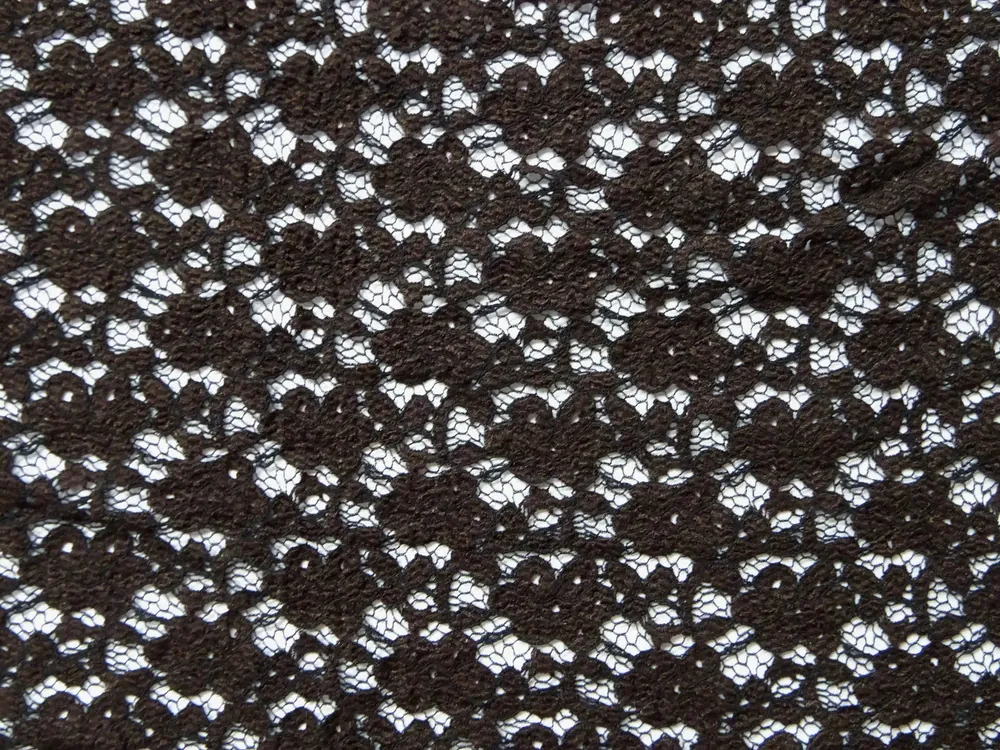 Krajka elastická čierna "tmavohnedé kvety"