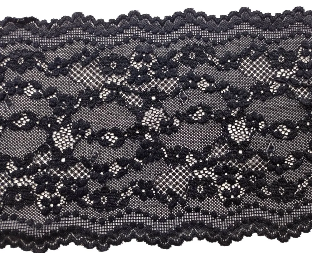 Borta elastická tmavomodrá do čierna "kvety" 