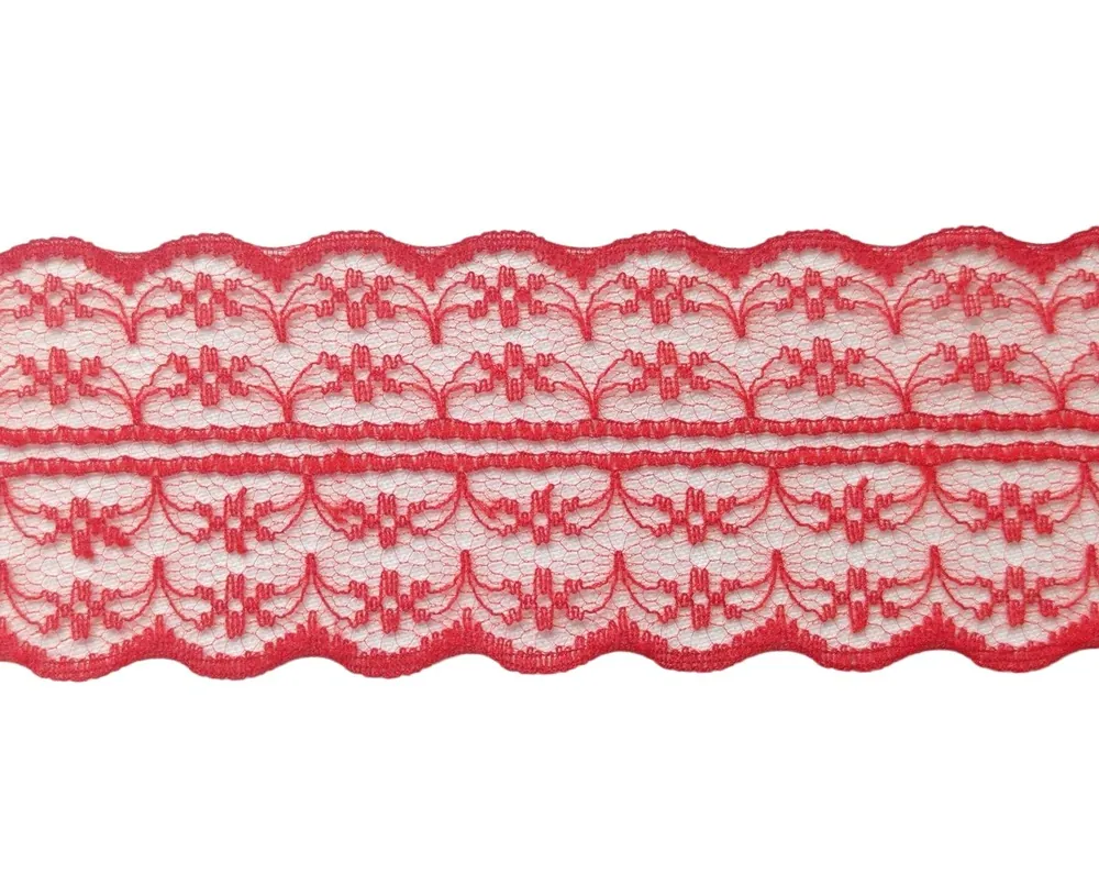 Čipka červená "vzorovaná" 