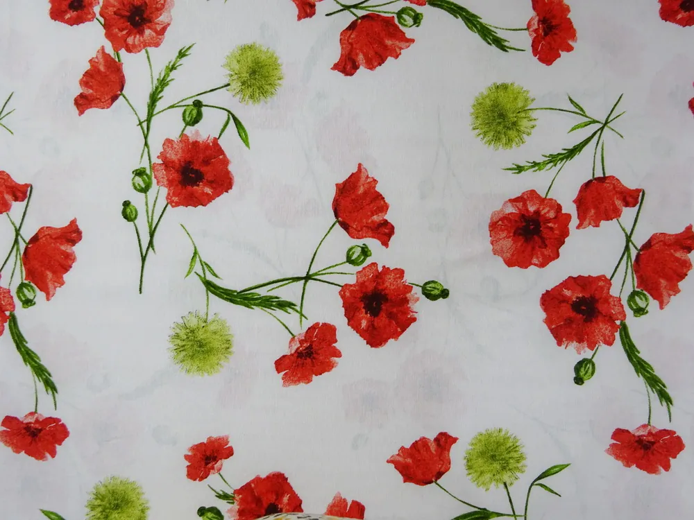 Poťahovka biela "červené maky" 