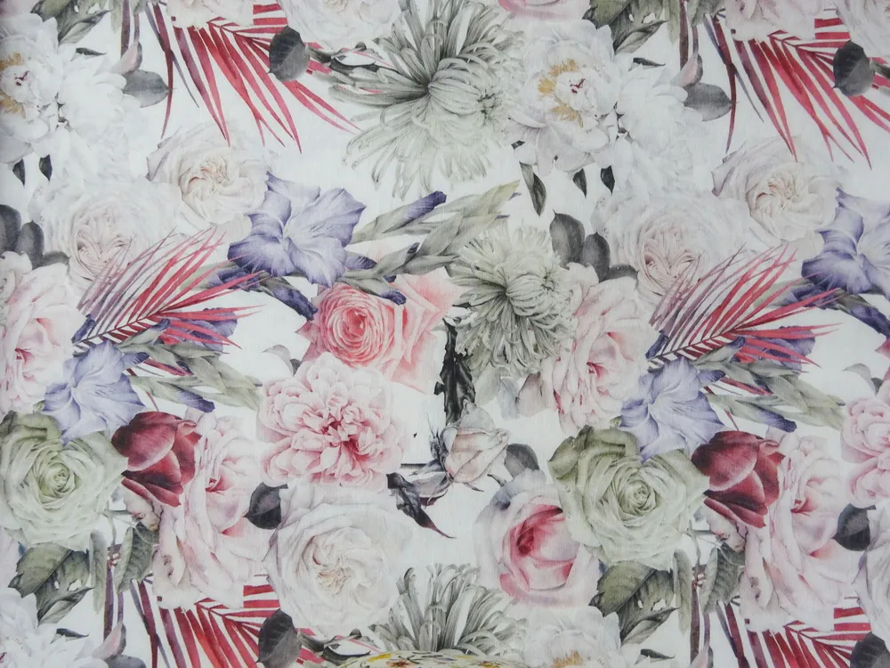 Poťahovka biela "farebné kvety" 