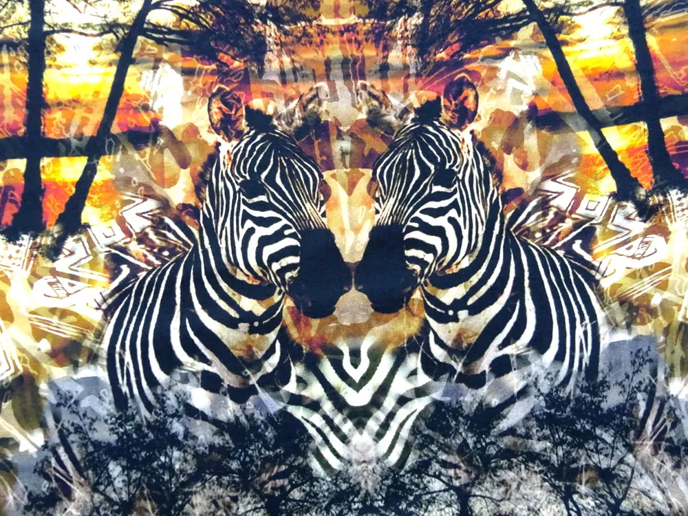 Šatovka Safari žlto-hnedá "zebry, stromy" 