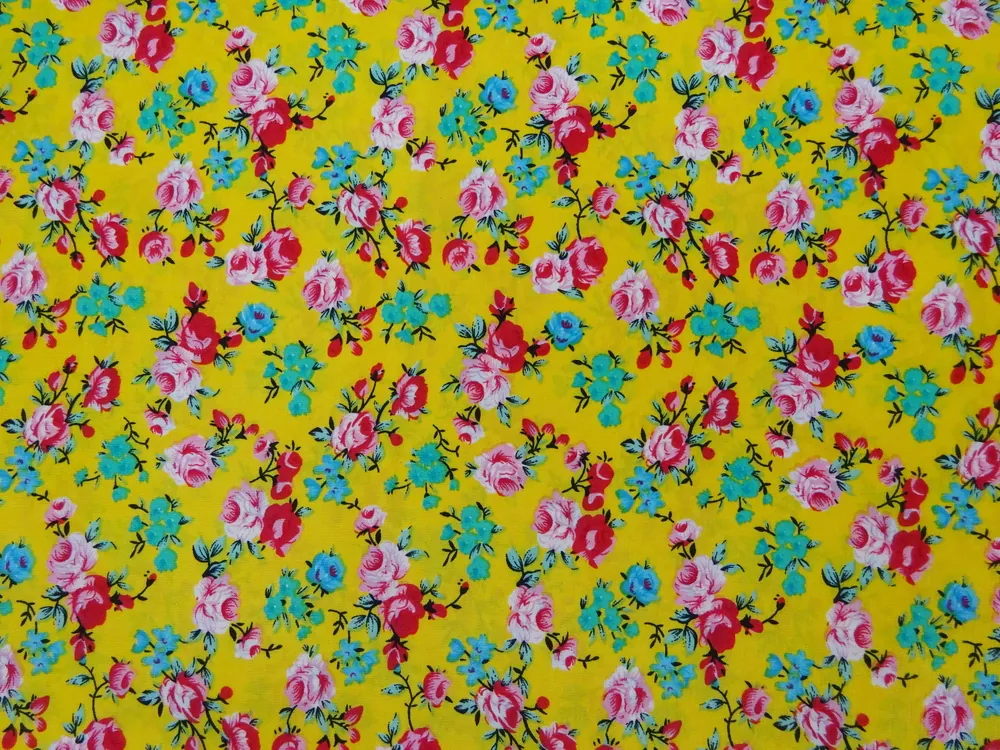 Šatovka s viskózou tmavožltá "farebné kvety" 