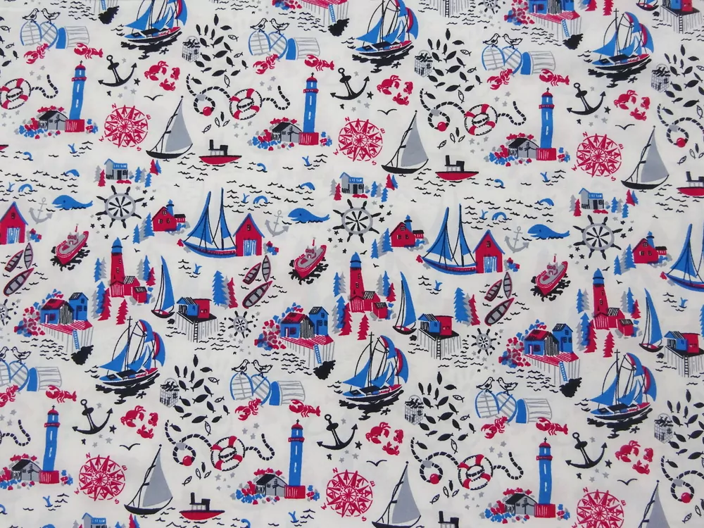 Šatovka biela "námornícky motív"